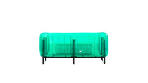 Sofa Mojow design aus Aluminium Kunststoff in Grün Yomi EKO Canape Design-Sofa Polster transparent grün, Gestell Aluminium schwarz