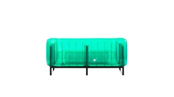 Sofa Mojow design aus Aluminium Kunststoff in Grün Yomi EKO Canape Design-Sofa Polster transparent grün, Gestell Aluminium schwarz