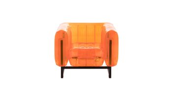 Sessel Mojow design aus Aluminium Kunststoff in Orange Yomi EKO Design-Sessel Polster transparent orange, Gestell Aluminium schwarz