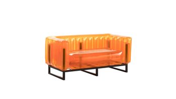 Sofa Mojow design aus Aluminium Kunststoff in Orange Yomi EKO Canape Design-Sofa Polster transparent orange, Gestell Aluminium schwarz