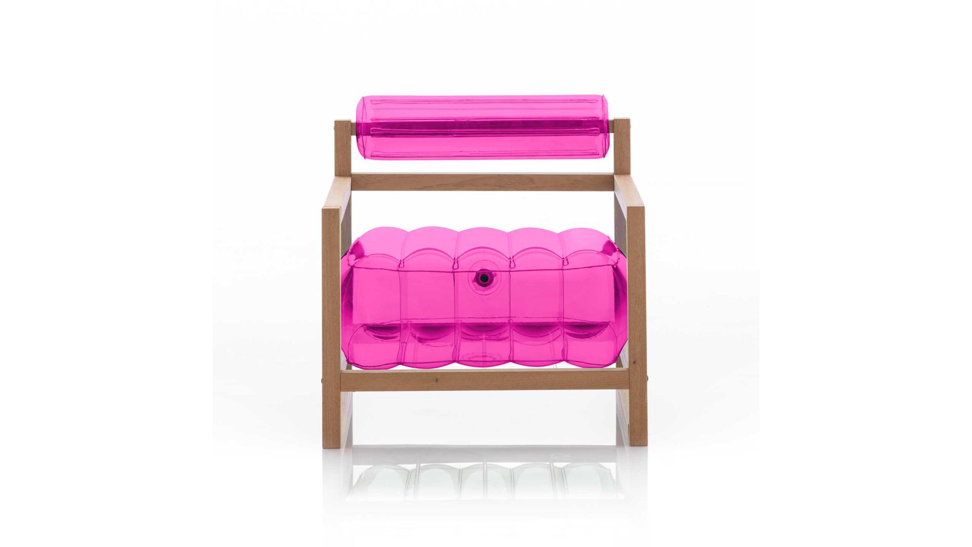 Sessel Mojow design aus Kunststoff Holz in Pink Yoko Eko Design-Sessel Polster transparent pink, Gestell Holz