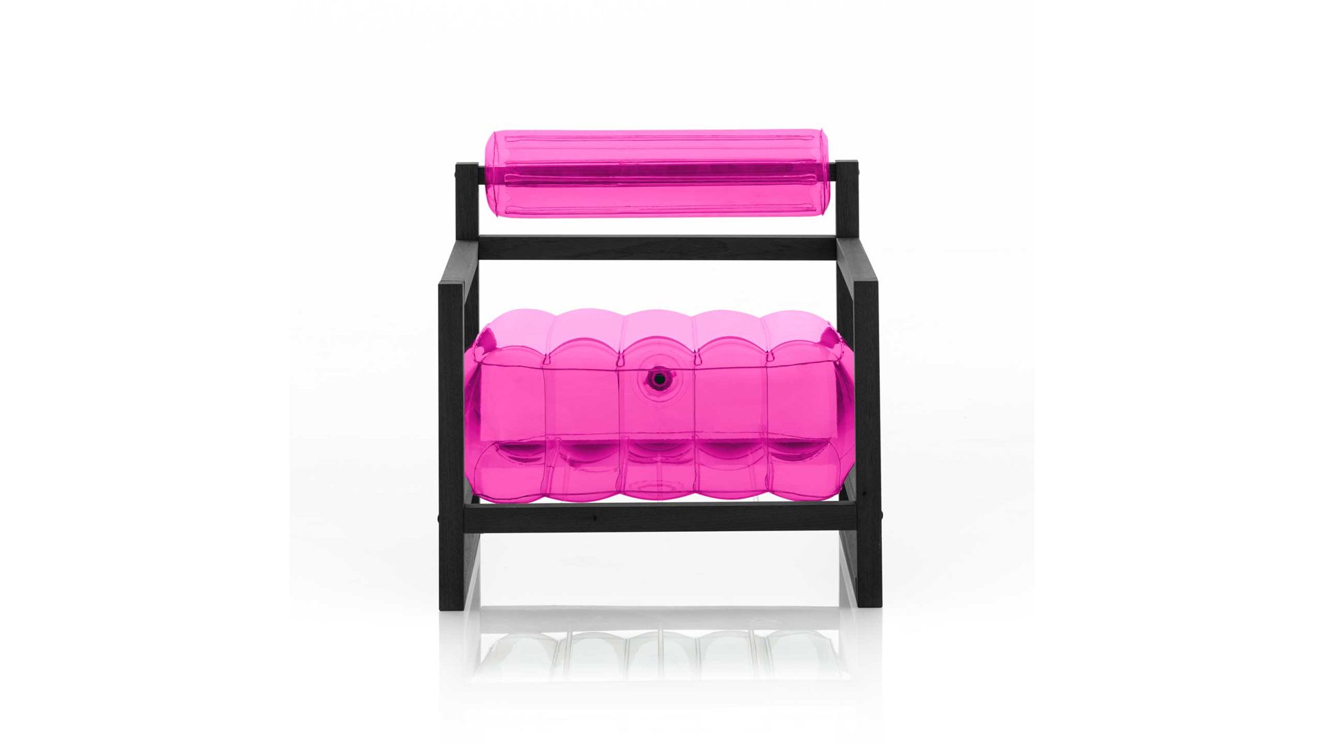 Sessel Mojow design aus Kunststoff Holz in Pink Yoko Eko Design-Sessel Polster transparent pink, Gestell Holz schwarz