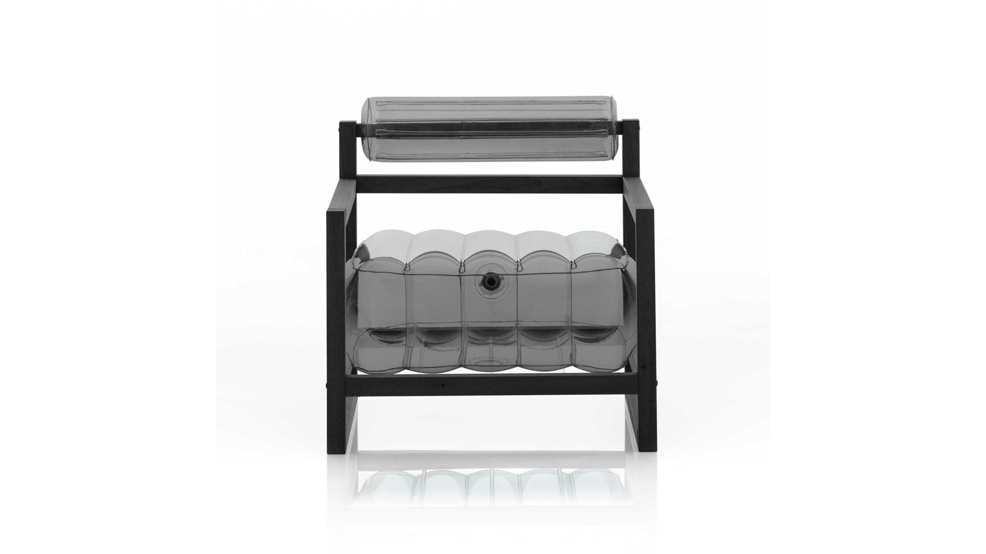 Sessel Mojow design aus Kunststoff Holz in Grau Yoko Eko Design-Sessel Polster transparent grau, Gestell Holz schwarz