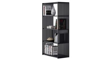 Regal Joval gmbh aus Holz in Schwarz Faltbares Regal, Regalsystem Rebar 4.0 schwarz, seidenmatt lackiert, mit 4 Fächern