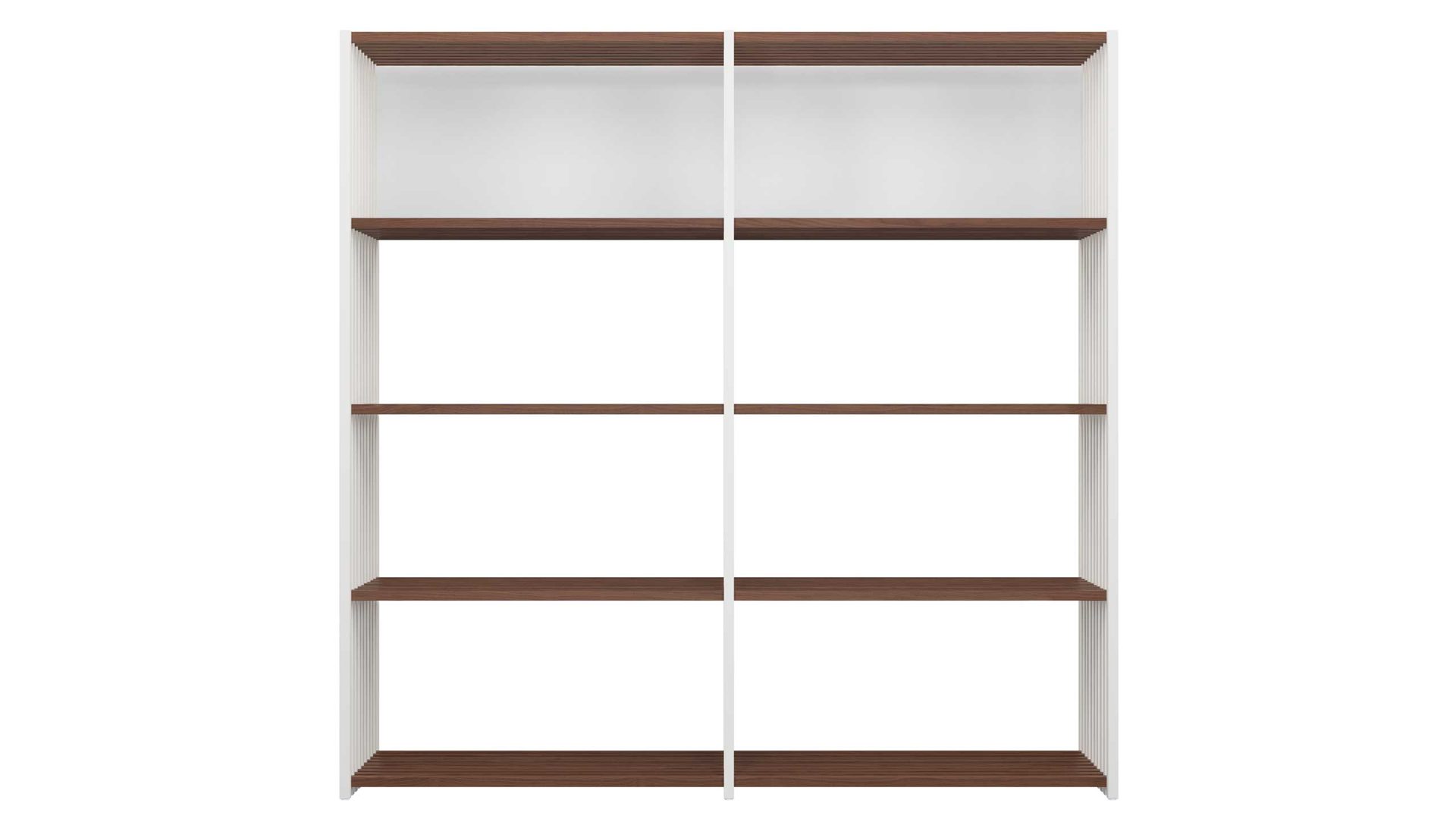 Regal Joval gmbh aus Holz in Weiß Faltbares Regal, Regalsystem Rebar 4.4 Nussbaum weiß, seidenmatt lackiert, mit 8 Fächern