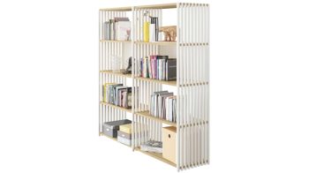 Regal Joval gmbh aus Holz in Weiß Eiche Hell Faltbares Regal, Regalsystem Rebar 4.4 Eiche weiß, seidenmatt lackiert, mit 8 Fächern