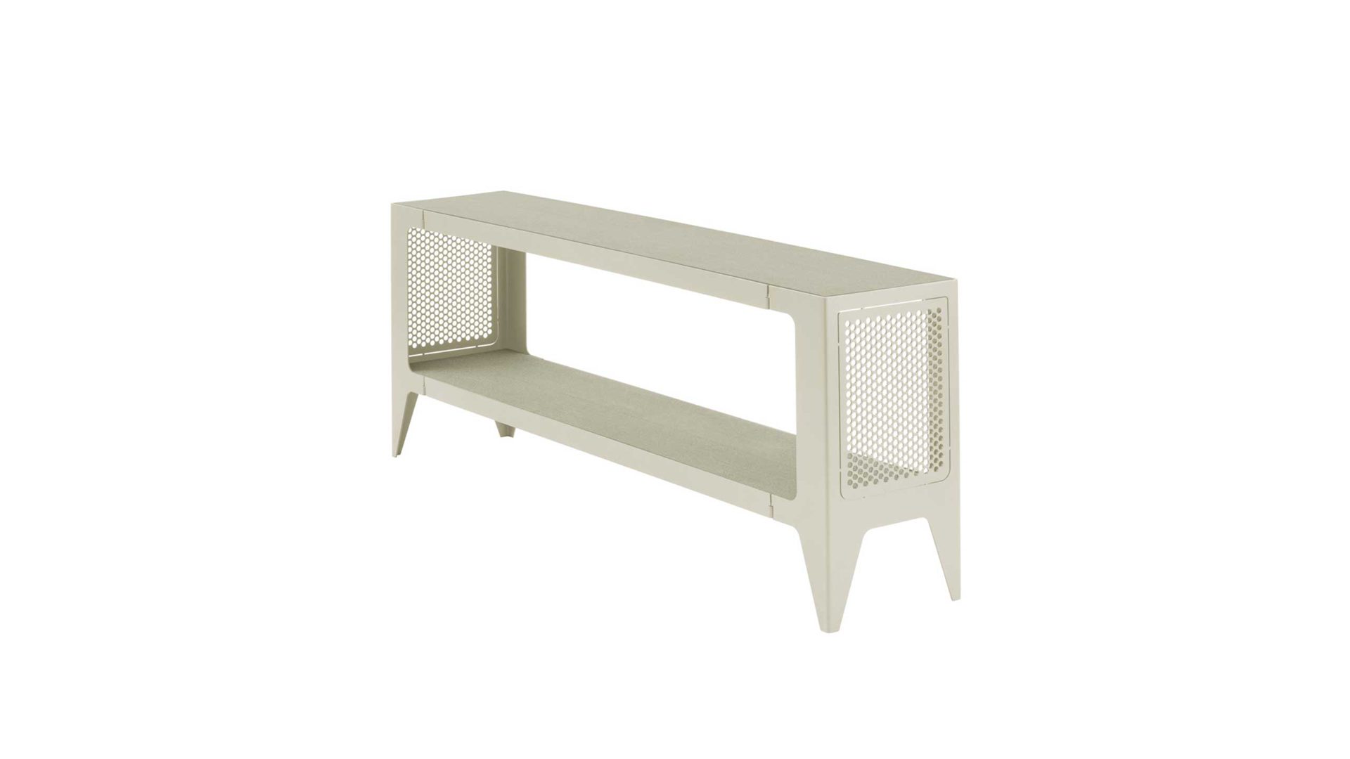 Lowboard Wye aus Holz Mischgewebe Naturfaser in Grau Lowboard 140 chamfer Seiden-grau