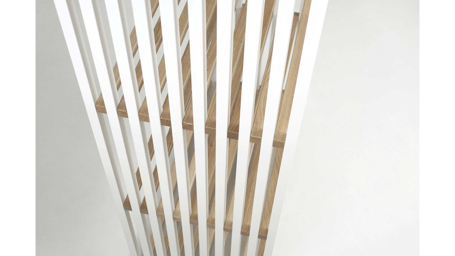 Regal Joval gmbh aus Holz in Weiß Faltbares Regal, Regalsystem Rebar 4.0 Eiche, Rückwand weiß, seidenmatt lackiert, mit 4 Fächern