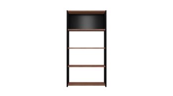 Regal Joval gmbh aus Holz in Schwarz Nussbaum Faltbares Regal, Regalsystem Rebar 4.0 Nussbaum, Rückwand schwarz, seidenmatt lackiert, mit 4 Fächern