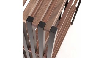 Regal Joval gmbh aus Holz in Schwarz Nussbaum Faltbares Regal, Regalsystem Rebar 4.0 Nussbaum, Rückwand schwarz, seidenmatt lackiert, mit 4 Fächern