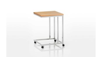 Beistelltisch Brühl aus Metall Holz in Chrom Holzfarben Easy pieces forever Tisch mit Rollen 40x40 Holzfurnier Buche natur geölt, Metallgestell verchromt glänzend