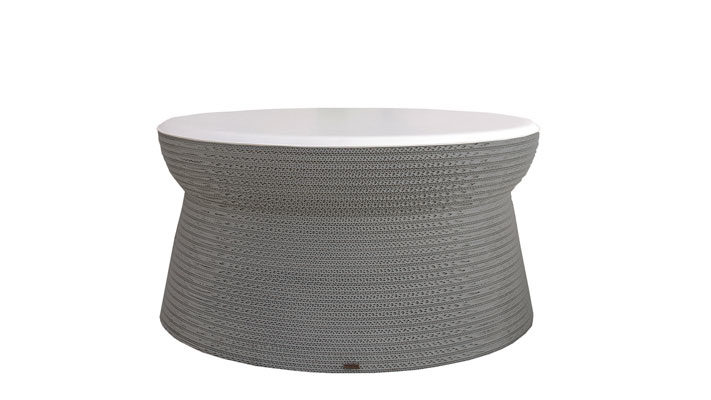 Hocker F&t interni srl attico staygreen aus MDF Naturfaser in Weiß Grau Hocker Sitzhocker Cork XL Solid Green grey, Tischplatte MDF weiß, Durchmesser 90 cm