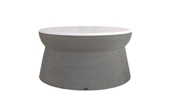 Hocker F&t interni srl attico staygreen aus MDF Naturfaser in Weiß Grau Hocker Sitzhocker Cork XL Solid Green grey, Tischplatte MDF weiß, Durchmesser 90 cm