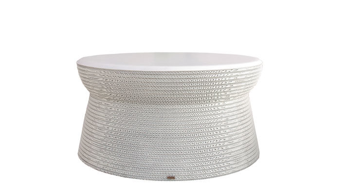 Hocker F&t interni srl attico staygreen aus MDF Naturfaser in Weiß Hocker Sitzhocker Cork XL Solid Green white, Tischplatte MDF weiß, Durchmesser 90 cm