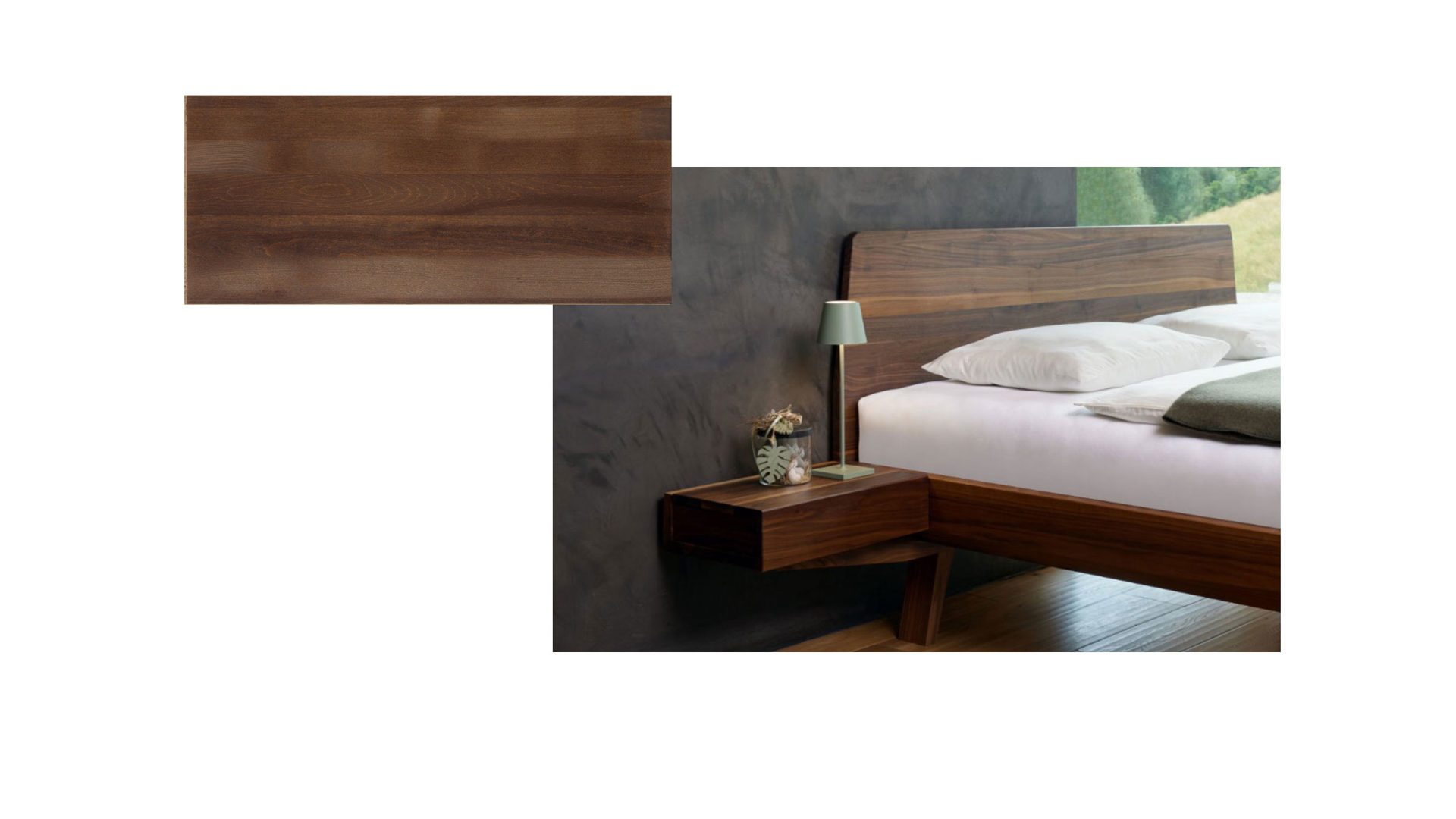 Nachtkommode Gaderform möbel gmbh aus Holz in Holzfarben Dunkel Nachtkästchen Nachttisch Elba mit 1 Schublade Kernbuche Nuss-gebeizt