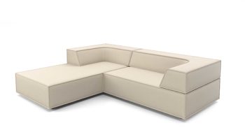 Ecksofa Cor aus Stoff in Weiß Polster-Eckgarnitur TRIO Polstergarnitur Chenille-Polsterstoff Bezug wollweiß, Ottomane links, Stellmaß ca. 200 x 250 cm