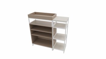 Regal Vario aus Metall Holz in Weiß Grau M1 Set 3 Medium C Regal-Kombi, Wohnkombination Rahmen weiss, Korpus-Platte Angoragrau-Steingrau