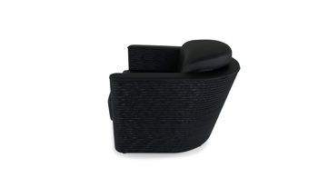 Sessel F&t interni srl attico staygreen aus Naturfaser Baumwolle Holz in Schwarz Sessel Wendy Struktur Solid green schwarz, Polster Öko-Leder schwarz