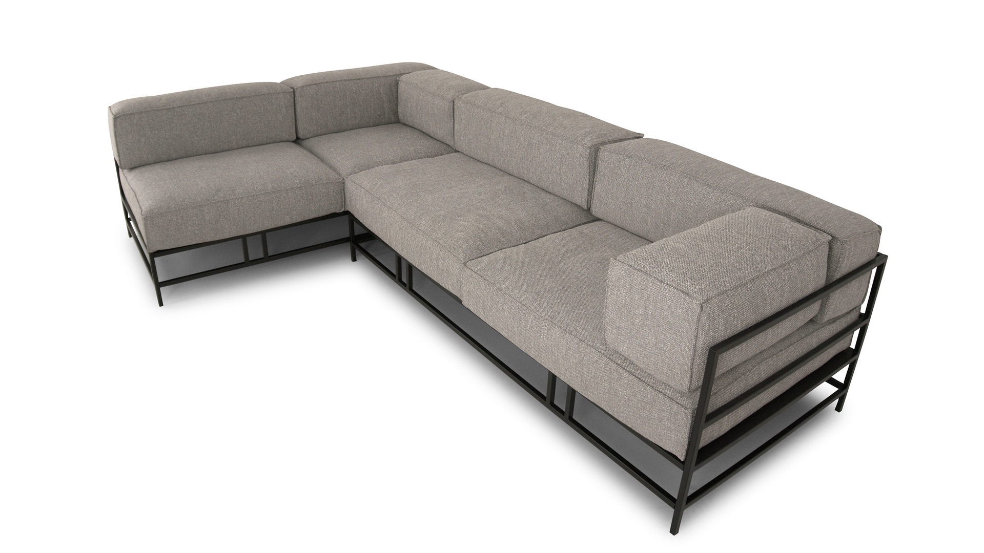 Ecksofa Brühl aus Stoff Metall in Hellgrau Schwarz Easy pieces forever Sitzgruppe hellgrauer Stoffbezug & Gestell schwarz, Stellfläche ca. 294 x 68 x 182 cm