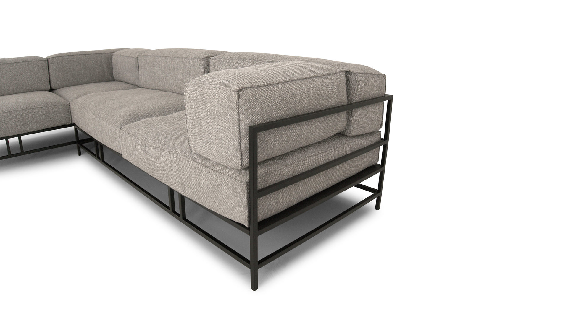 Ecksofa Brühl aus Stoff Metall in Hellgrau Schwarz Easy pieces forever Sitzgruppe hellgrauer Stoffbezug & Gestell schwarz, Stellfläche ca. 294 x 68 x 182 cm