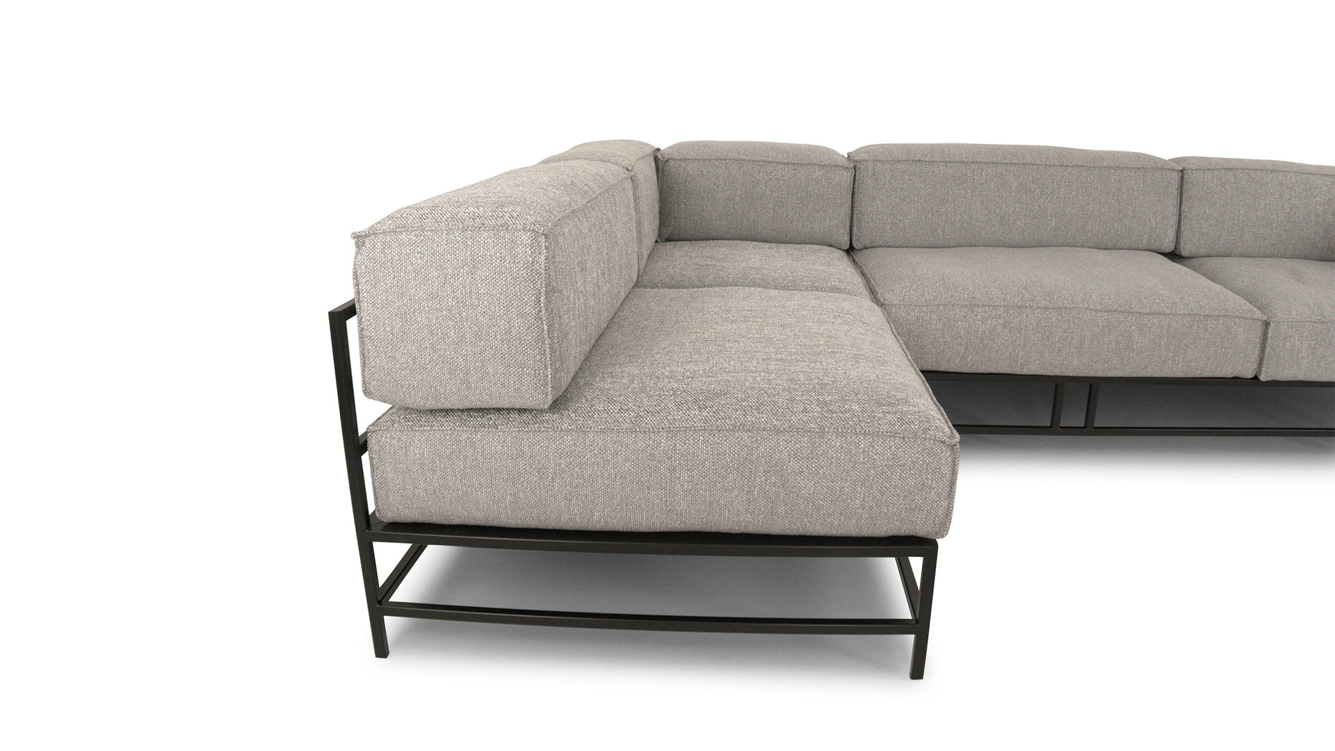 Ecksofa Brühl aus Stoff Metall in Hellgrau Schwarz Easy pieces forever Sitzgruppe hellgrauer Stoffbezug & Gestell schwarz, Stellfläche ca. 294 x 68 x 182 cm