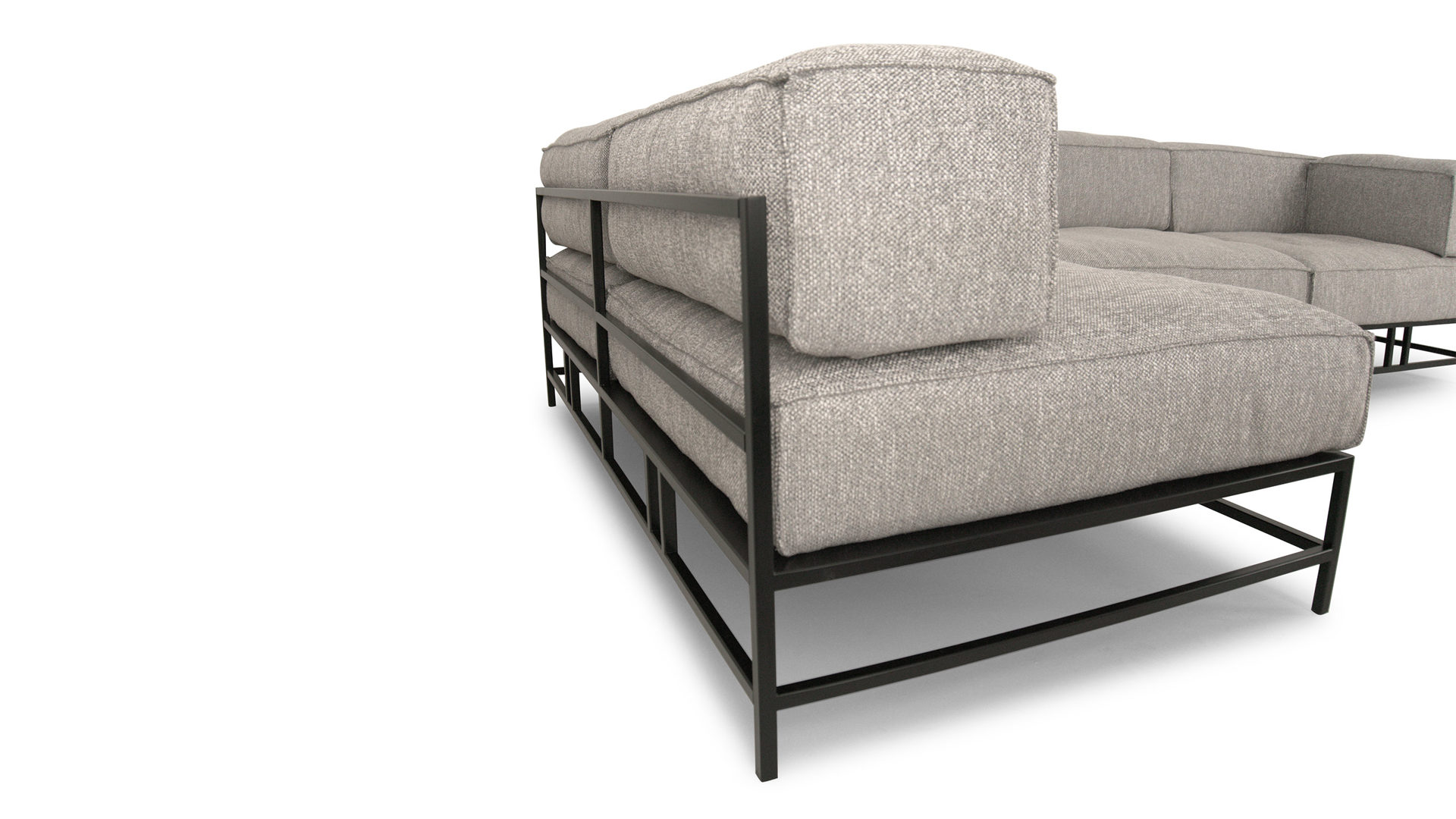 Ecksofa Brühl aus Stoff Metall in Hellgrau Schwarz Easy pieces forever Sitzgruppe hellgrauer Stoffbezug & Gestell schwarz, Stellfläche ca. 294 x 68 x 182 cm