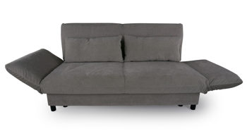 Schlafsofa Brühl aus Stoff in Graphit CAMP 2B Bettsofa Schlafsofa graphitgrauer Stoffbezug & schwarze Holzfüße - Stellfläche ca. 173-218 x 83 x 106 cm