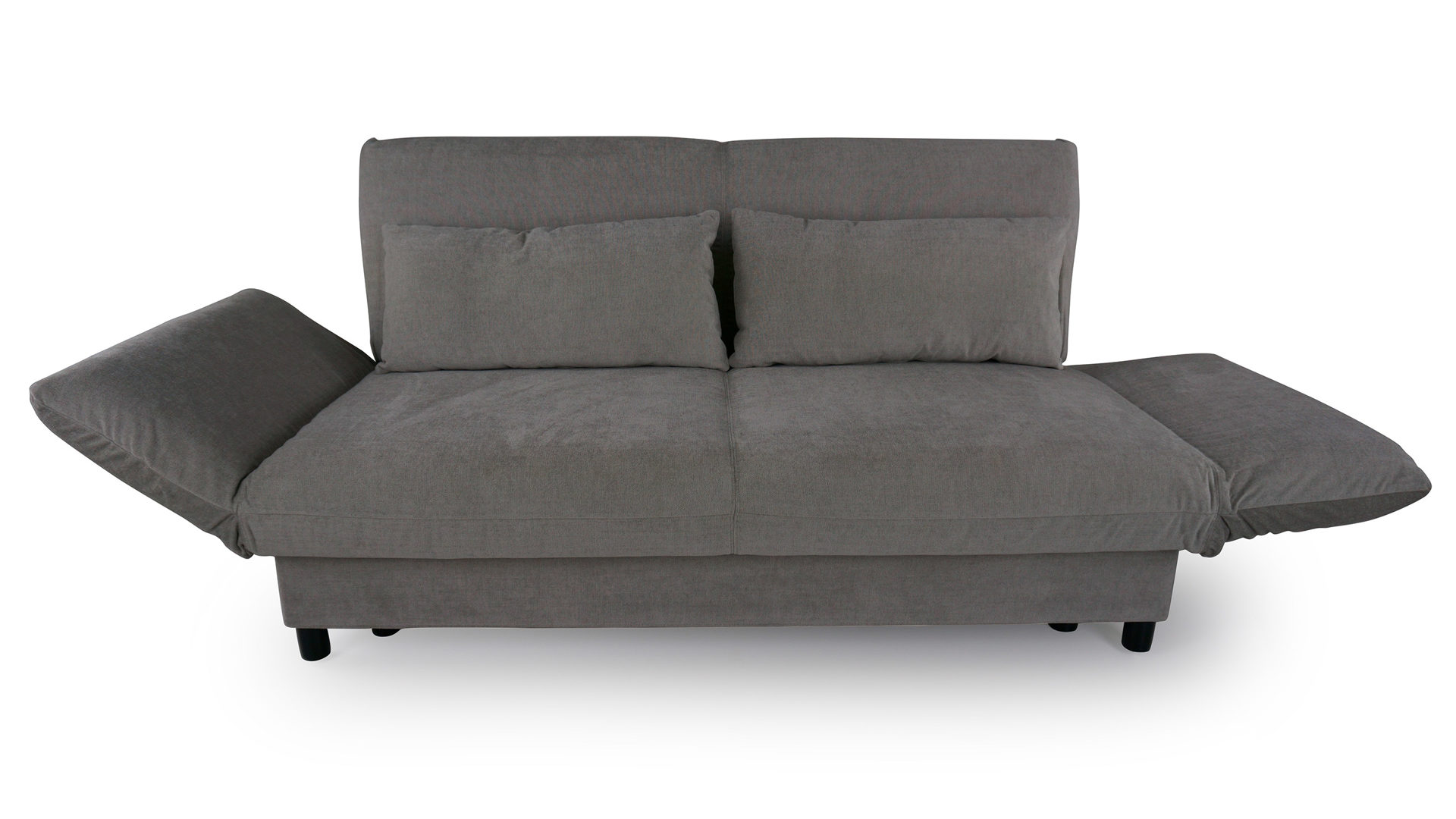 Schlafsofa Brühl aus Stoff in Graphit CAMP 2B Bettsofa Schlafsofa graphitgrauer Stoffbezug & schwarze Holzfüße - Stellfläche ca. 173-218 x 83 x 106 cm