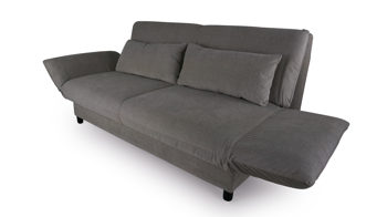 Schlafsofa Brühl aus Stoff in Graphit CAMP 2B Bettsofa Schlafsofa graphitgrauer Stoffbezug & schwarze Holzfüße - Stellfläche ca. 173-218 x 83 x 106 cm