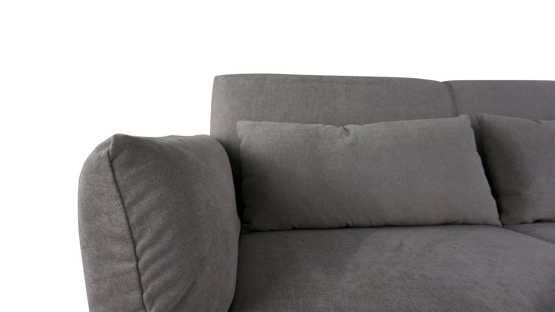 Schlafsofa Brühl aus Stoff in Graphit CAMP 2B Bettsofa Schlafsofa graphitgrauer Stoffbezug & schwarze Holzfüße - Stellfläche ca. 173-218 x 83 x 106 cm