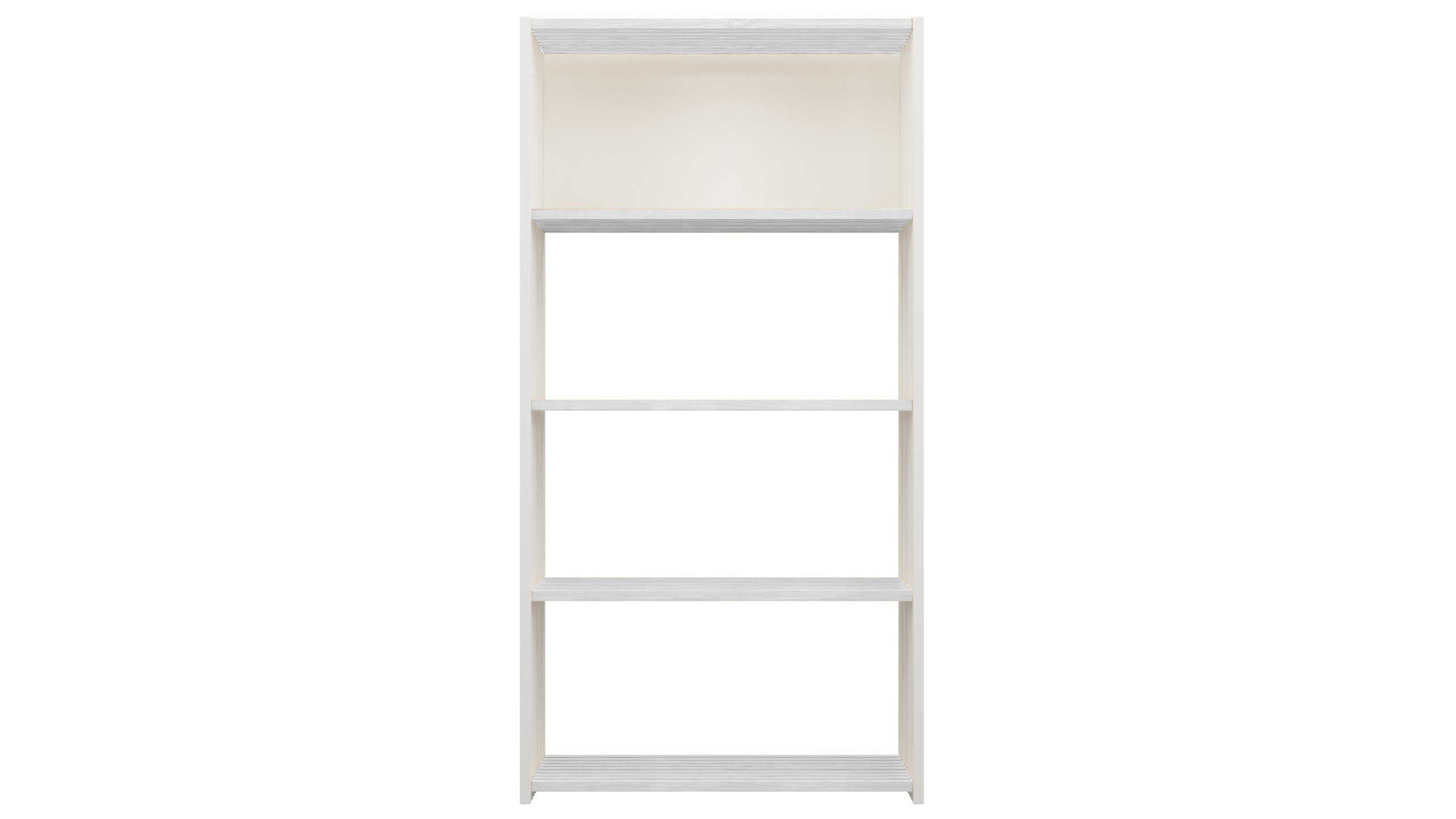 Regal Joval gmbh aus Holz in Weiß Faltbares Regal, Regalsystem Rebar weiß, Rückwand weiß, seidenmatt lackiert, mit 4 Fächern