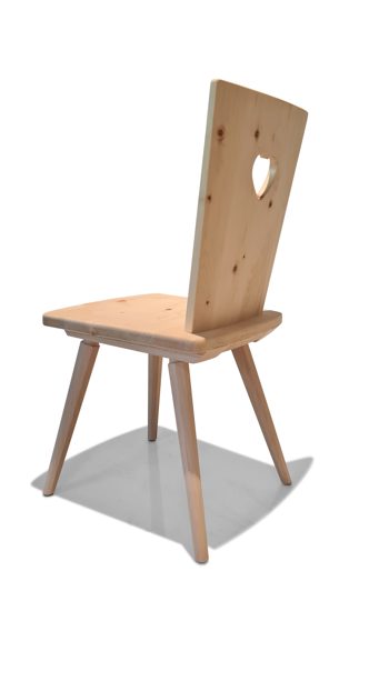 Einzelstuhl Thöni gmbh aus Holz in Holzfarben Hell Stuhl Alpine Seat Zirbenholz roh, Stuhlbeine Buchenholz