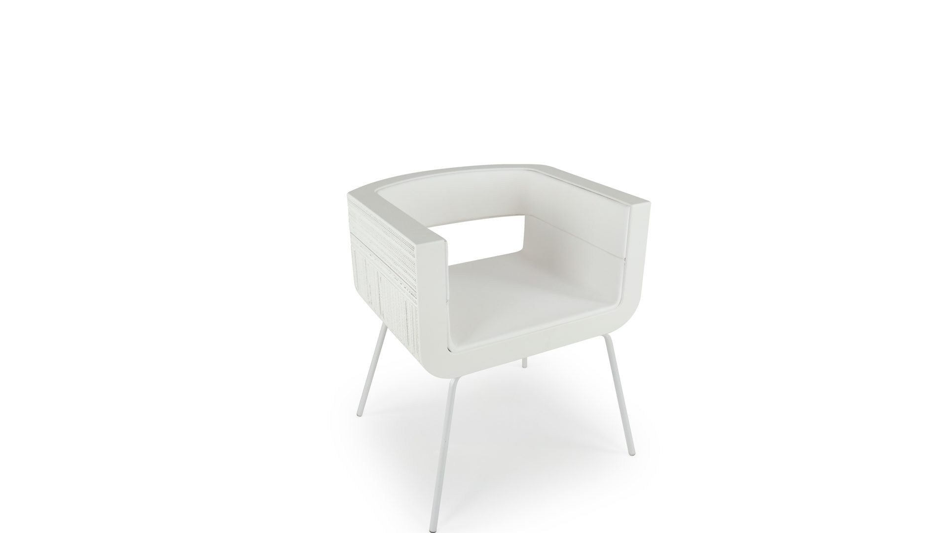 Stuhl F&t interni srl attico staygreen aus Naturfaser Holz Metall in Weiß Stuhl Einzelstuhl Petal Struktur Solid green weiß, Sitzbezug Öko Leder, Untergestell Metall weiß