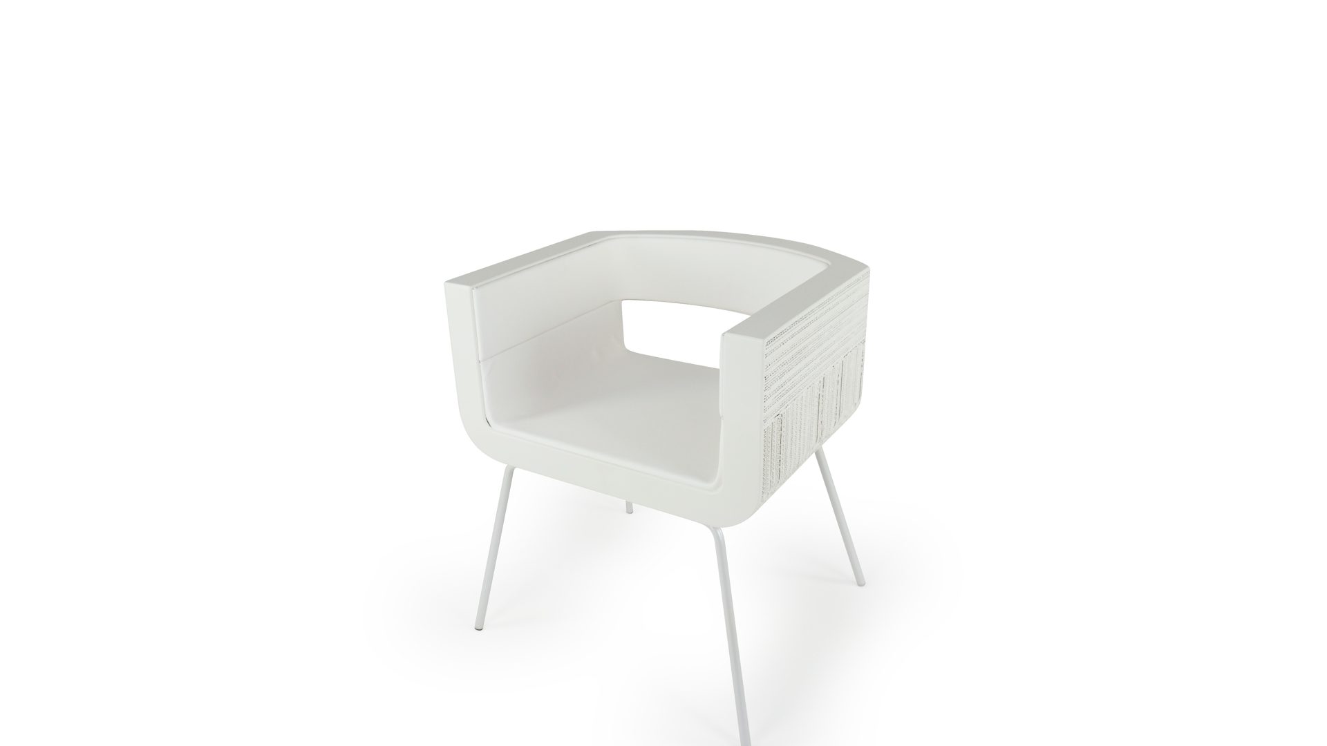 Stuhl F&t interni srl attico staygreen aus Naturfaser Holz Metall in Weiß Stuhl Einzelstuhl Petal Struktur Solid green weiß, Sitzbezug Öko Leder, Untergestell Metall weiß