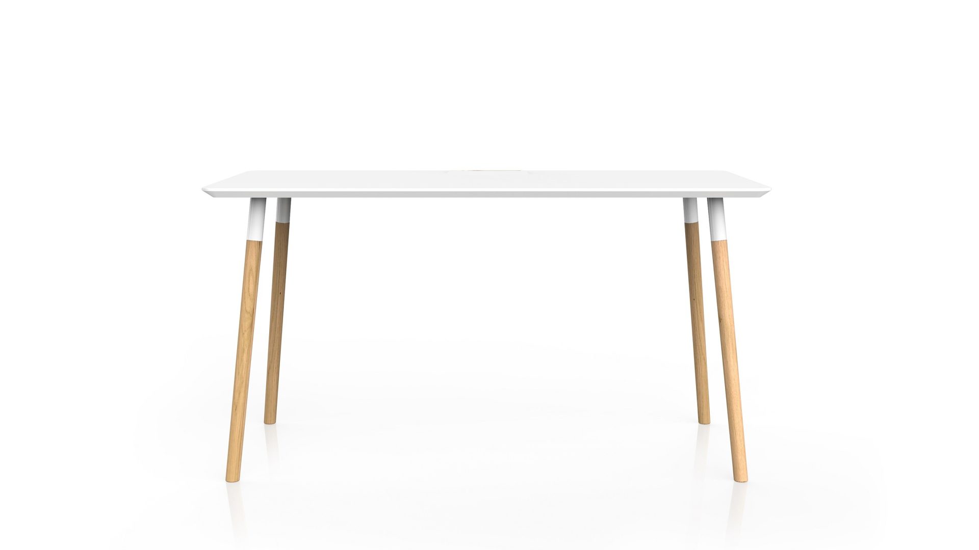 Tisch Vario aus Metall Holz in Weiß Holzfarben Esstisch Arbeitstisch Haimish 160 x 75 x 80 cm 4-Fuß, Platte weiß supermatt, Beine Stahl weiß-Eiche massiv geölt