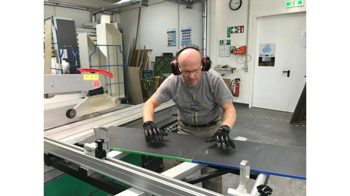 Sideboard Müller möbelfabrikation aus Metall in Schwarz Sideboard Lowboard Mobile Line R110 Vintage Lackierung RAL 9005 seidenmatt tiefschwarz