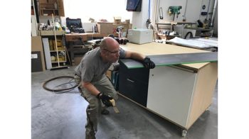 Sideboard Müller möbelfabrikation aus Metall in Schwarz Sideboard Lowboard Mobile Line R110 Vintage Lackierung RAL 9005 seidenmatt tiefschwarz