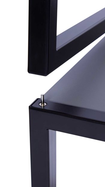 Garderobe Vario aus Metall Holz in Schwarz Holzfarben Garderobe M1 Set 1 Medium Garderoben-Kombi Rahmen schwarz, Korpus - Platte Eiche Dekor - Schwarz, Schlaufengriff Leder braun, Topf schwarz